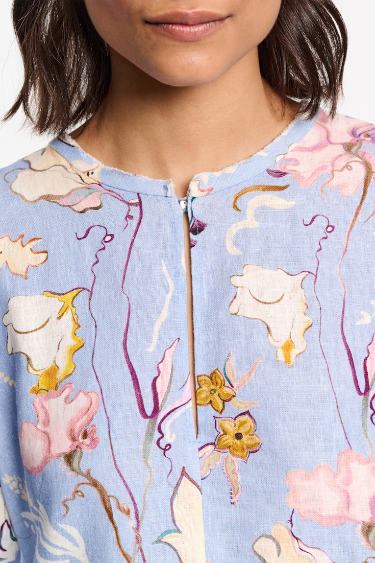 Dorothee Schumacher Printed linen shift dress wicked flower blue