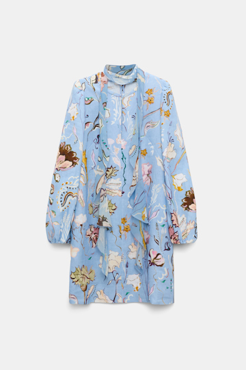 Dorothee Schumacher Printed linen shift dress wicked flower blue