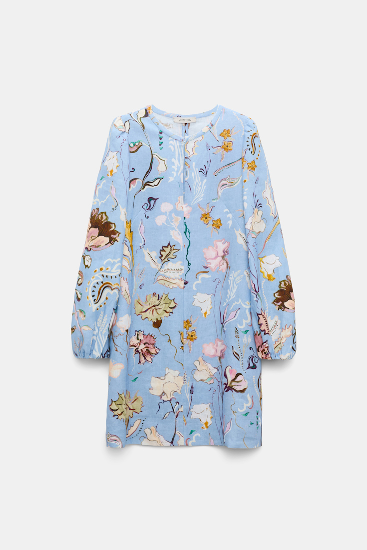 Dorothee Schumacher Printed linen shift dress wicked flower blue