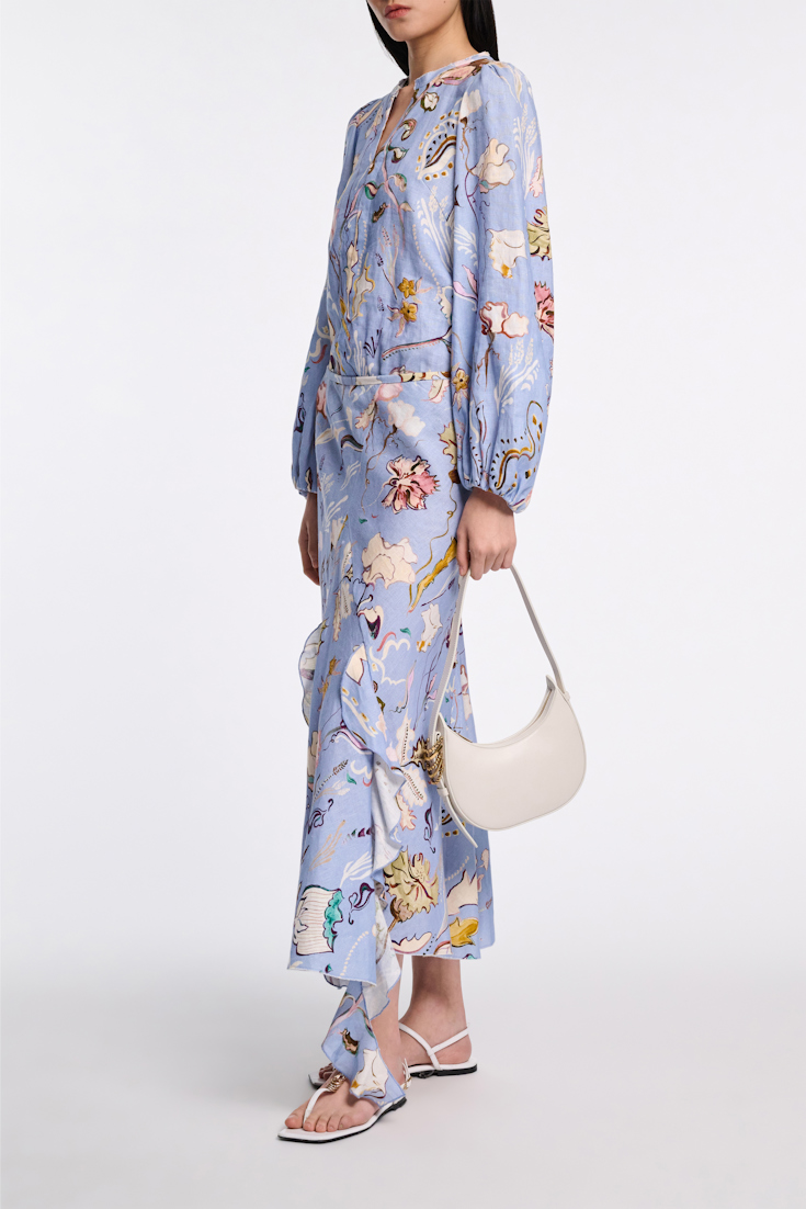 Dorothee Schumacher Bluse aus Leinen mit Signature-Print wicked flower blue