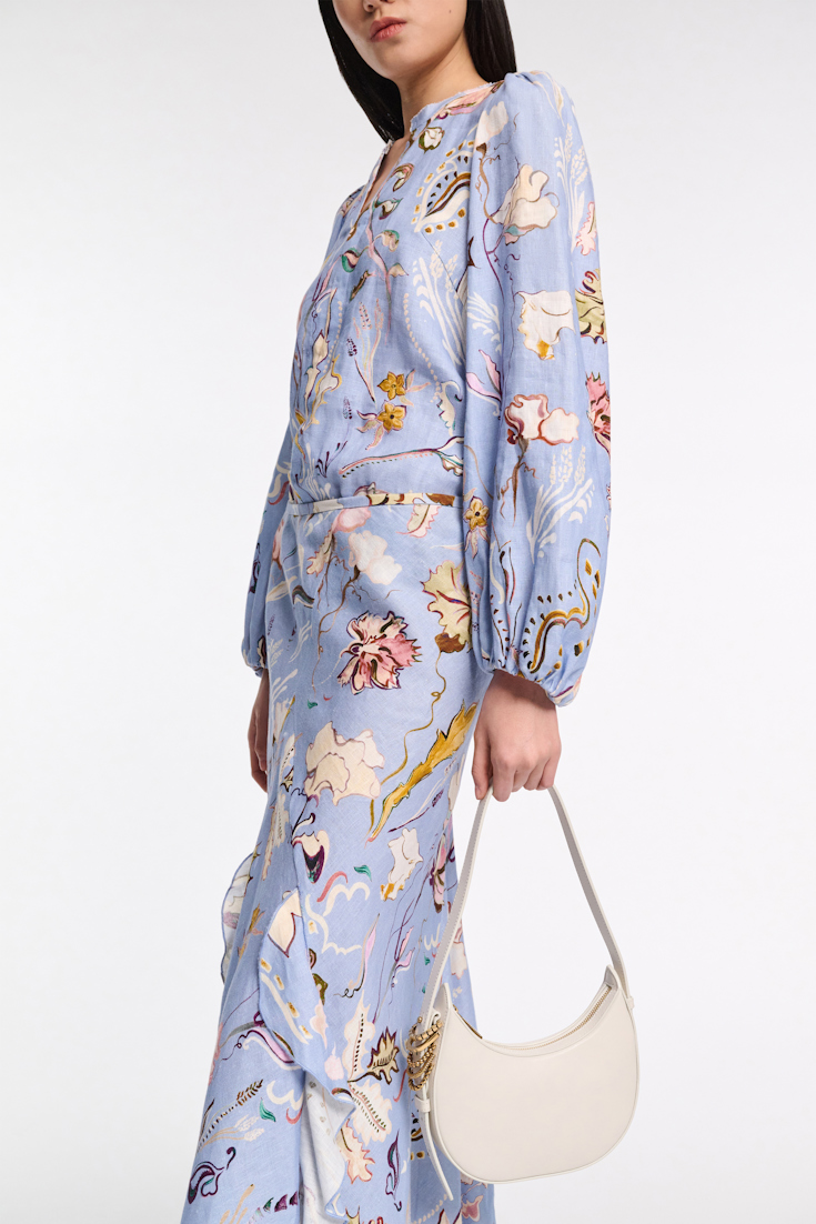 Dorothee Schumacher Bluse aus Leinen mit Signature-Print wicked flower blue