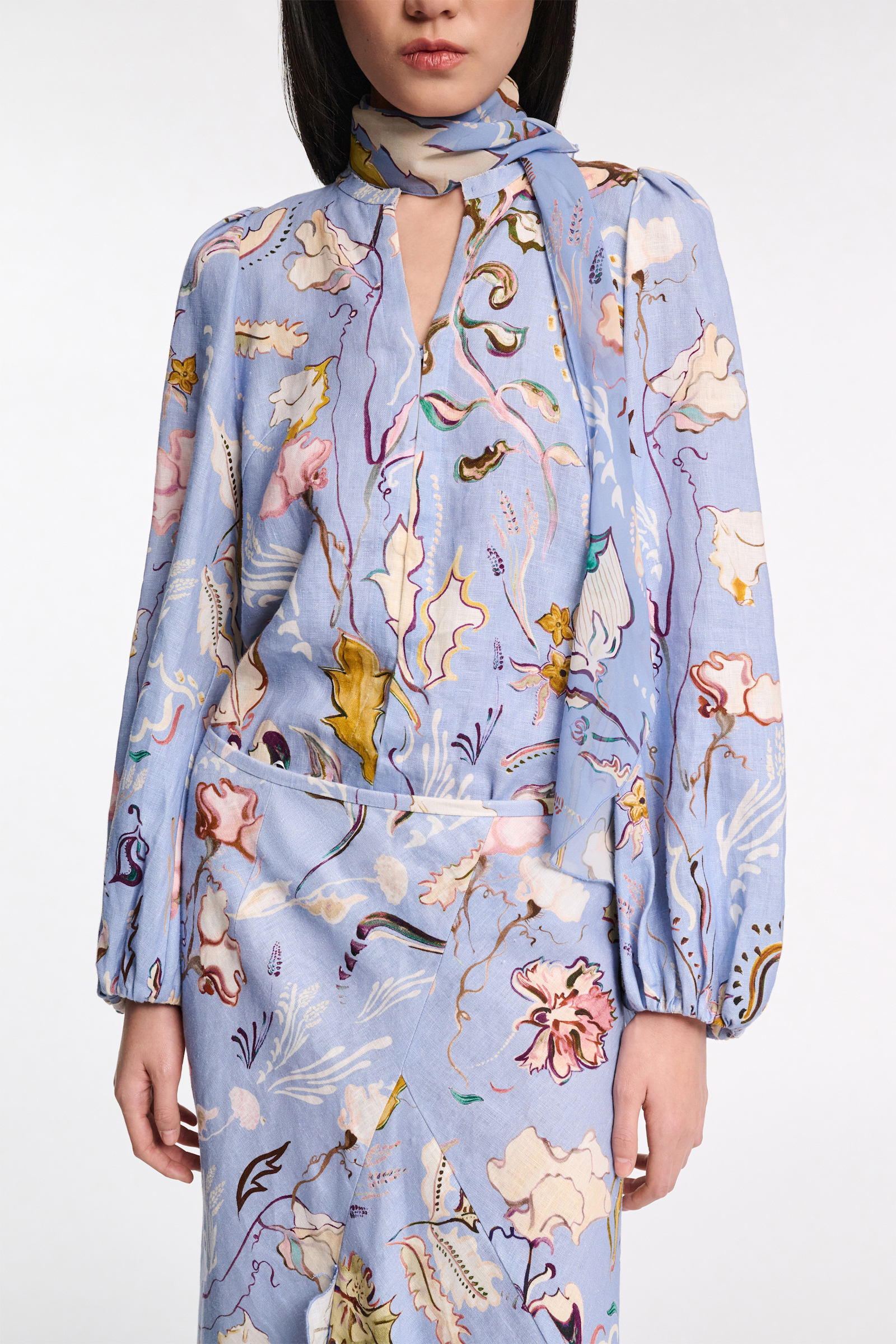 Dorothee Schumacher Bluse aus Leinen mit Signature-Print wicked flower blue