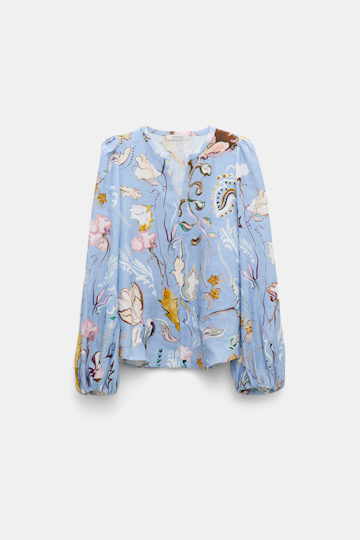 Dorothee Schumacher Bluse aus Leinen mit Signature-Print wicked flower blue