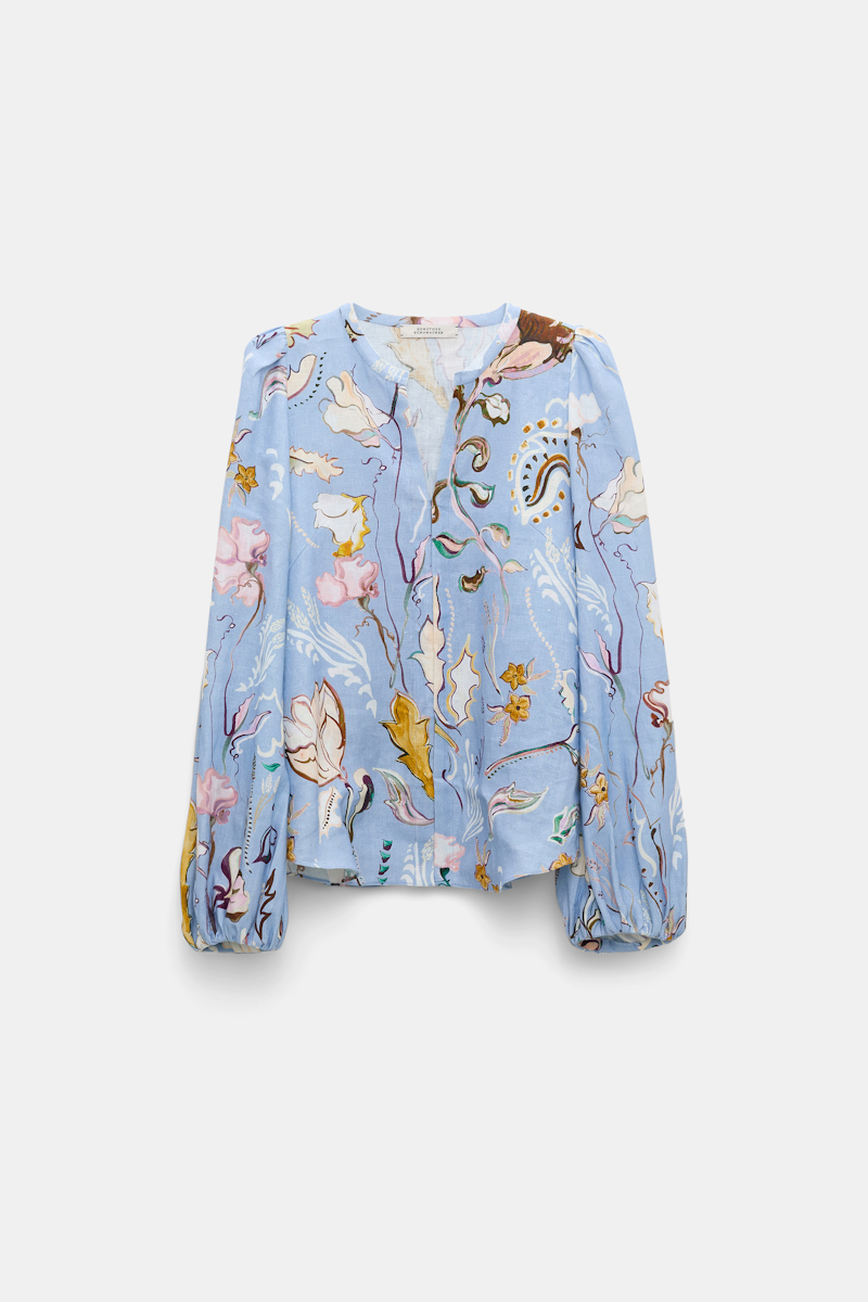 Dorothee Schumacher Printed Linen Slim Cut Blouse In Multi Colour