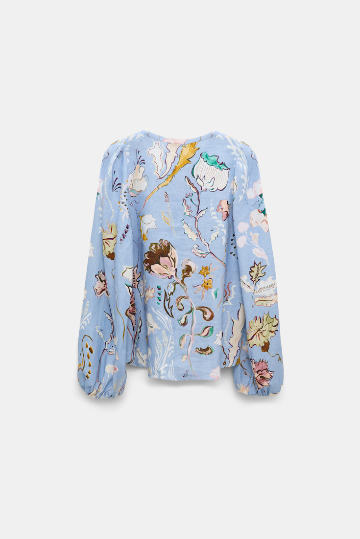 Dorothee Schumacher Bluse aus Leinen mit Signature-Print wicked flower blue