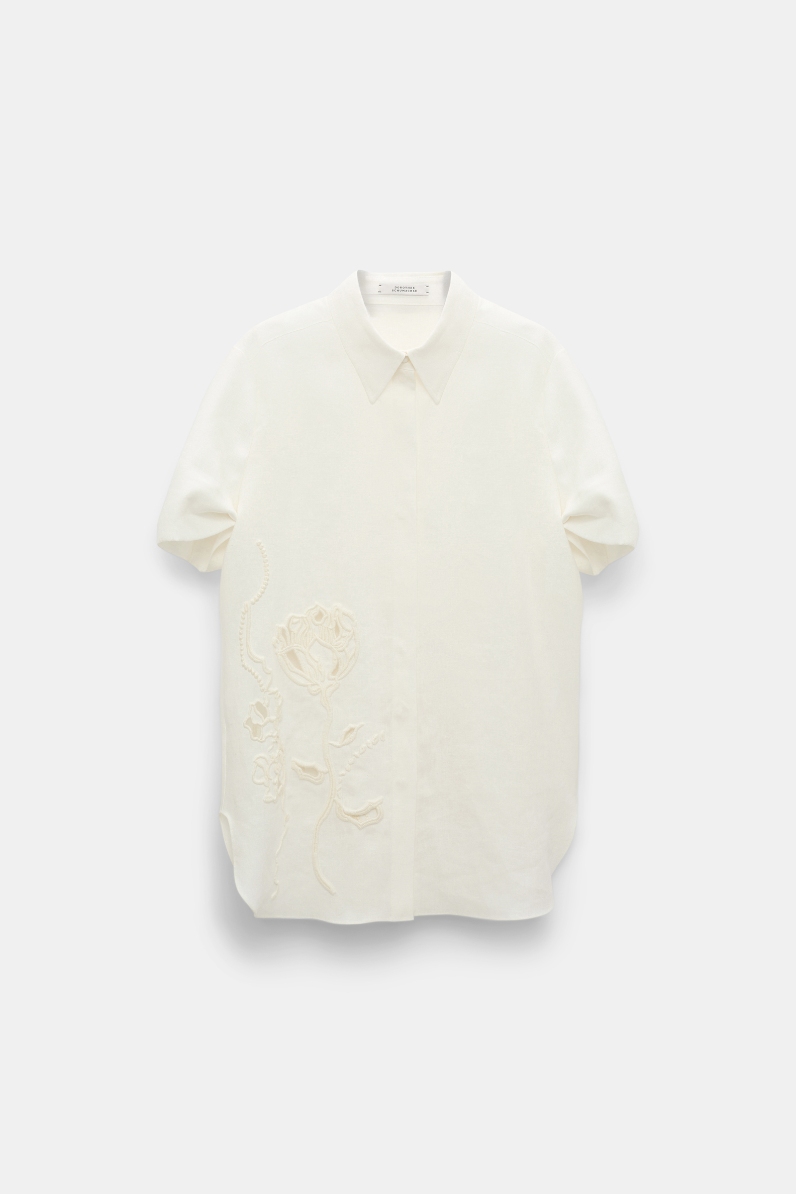 Dorothee Schumacher Linen shirt with decorative embroidery camellia white