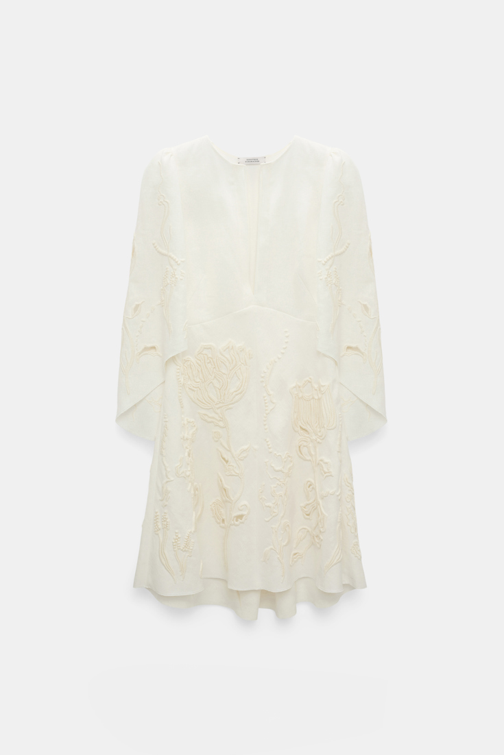 Dorothee Schumacher Kurzes Kleid aus besticktem Leinen camellia white