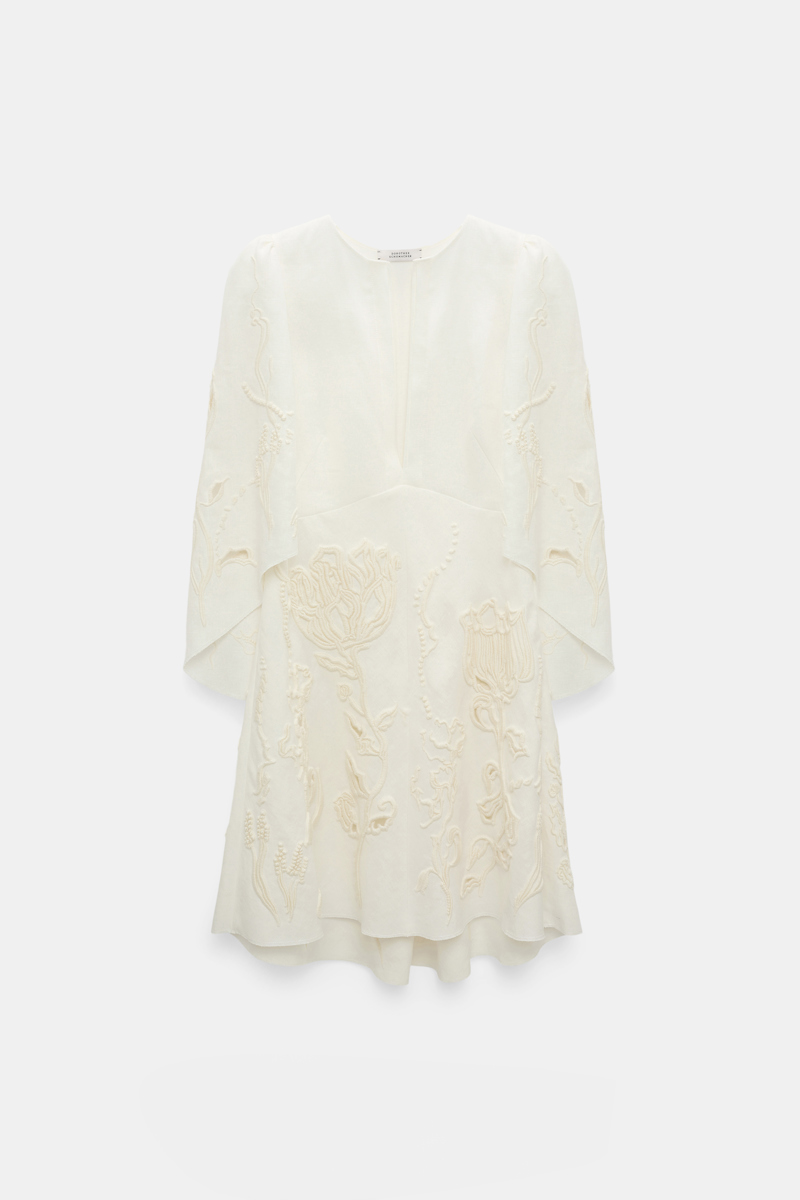 Dorothee Schumacher Linen Mini Dress With Decorative Embroidery In White