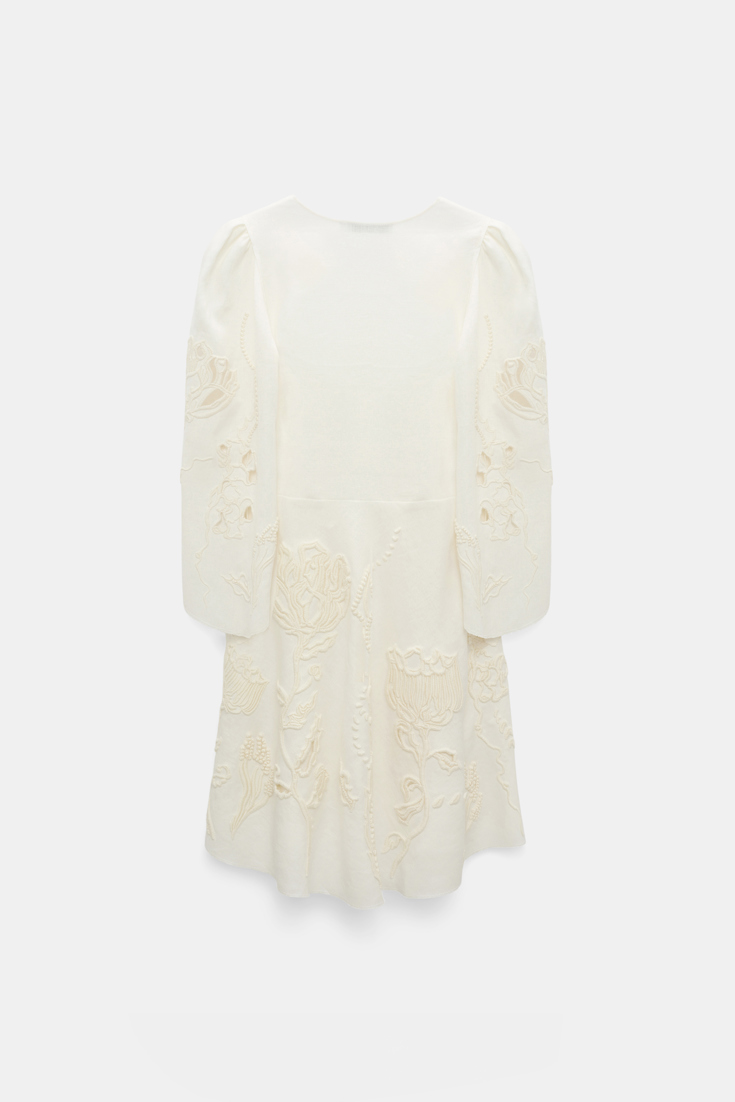 Dorothee Schumacher Kurzes Kleid aus besticktem Leinen camellia white