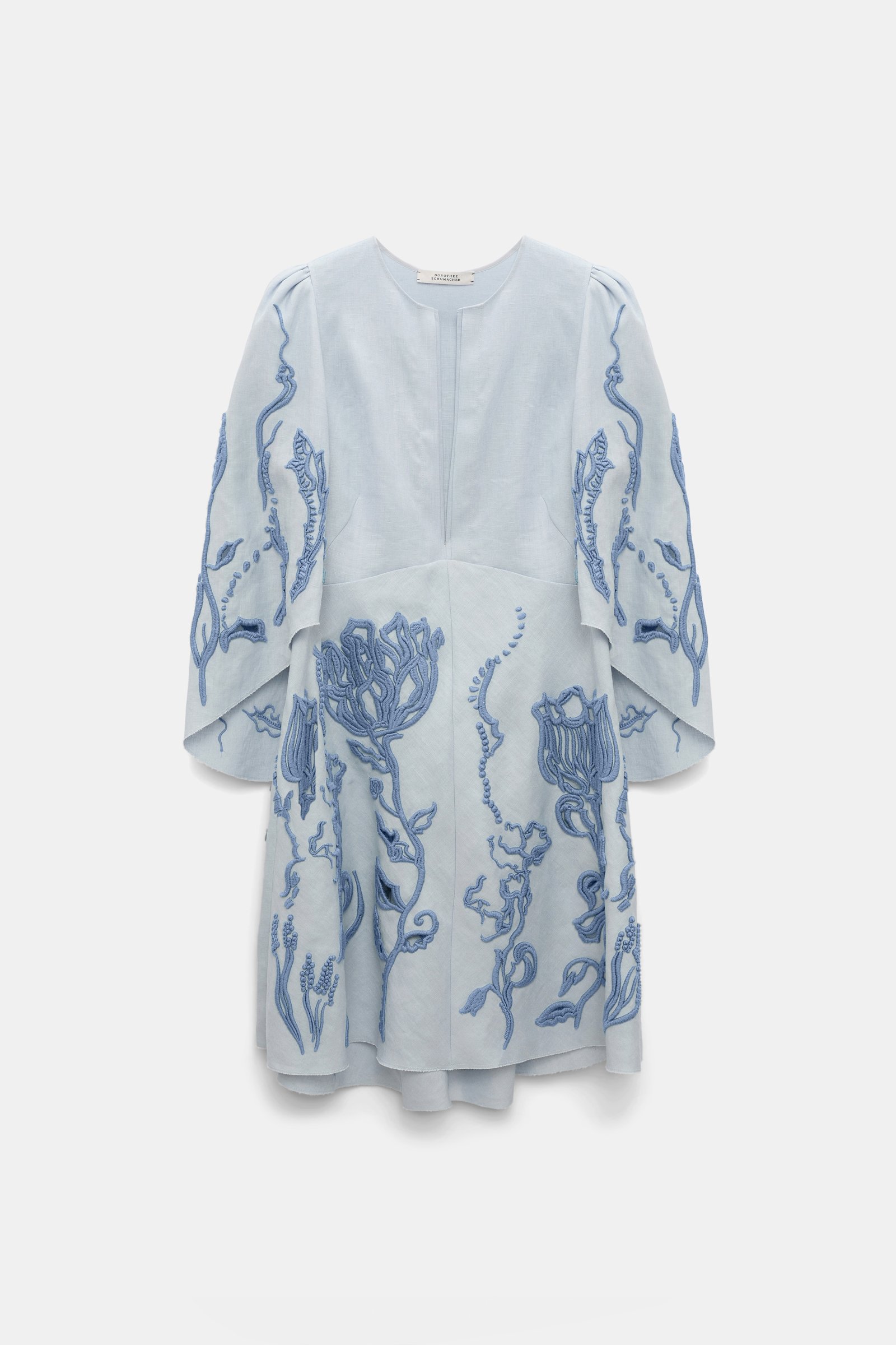 Dorothee Schumacher Linen mini dress with decorative embroidery whispering blue