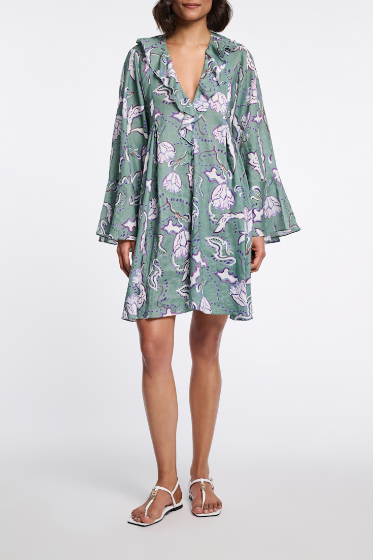 Dorothee Schumacher Kaftankleid aus Ramie mit Signature Print wicked flower allover