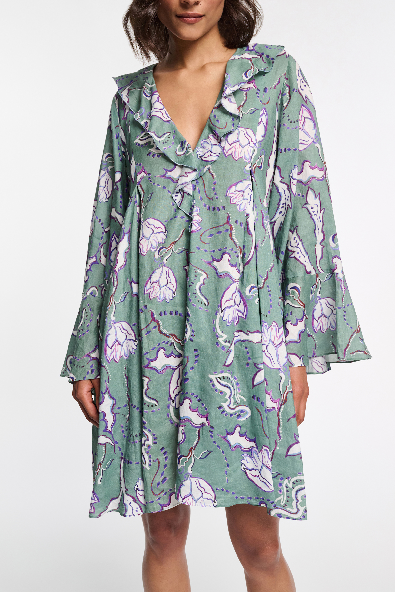 Dorothee Schumacher Kaftankleid aus Ramie mit Signature Print wicked flower allover