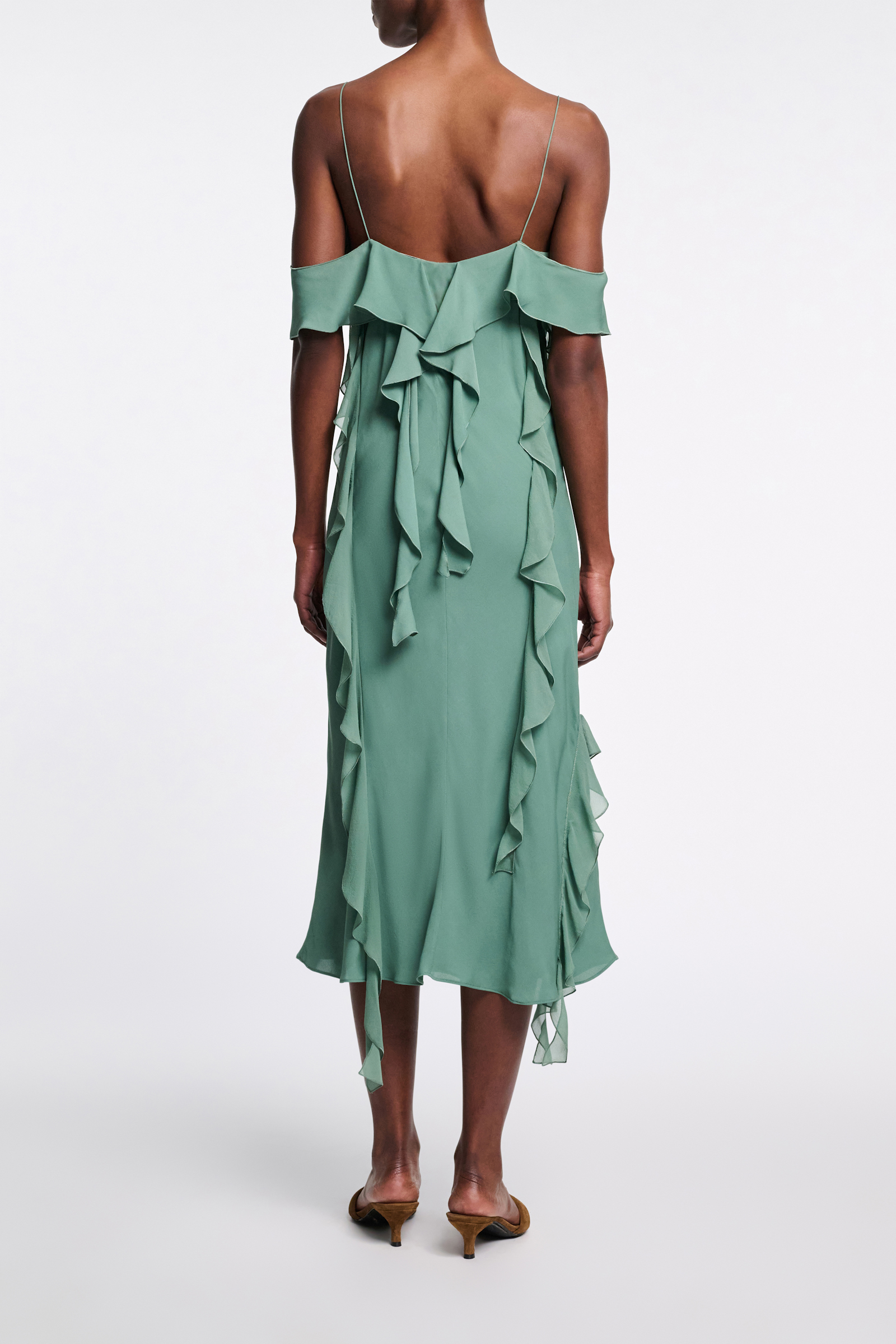 Dorothee Schumacher Slip-Dress mit Volants jade