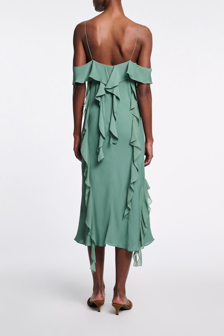 Dorothee Schumacher Slip-Dress mit Volants jade