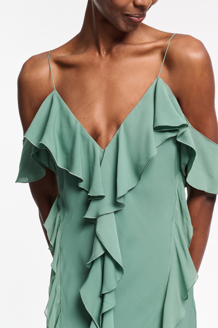 Dorothee Schumacher Slip-Dress mit Volants jade