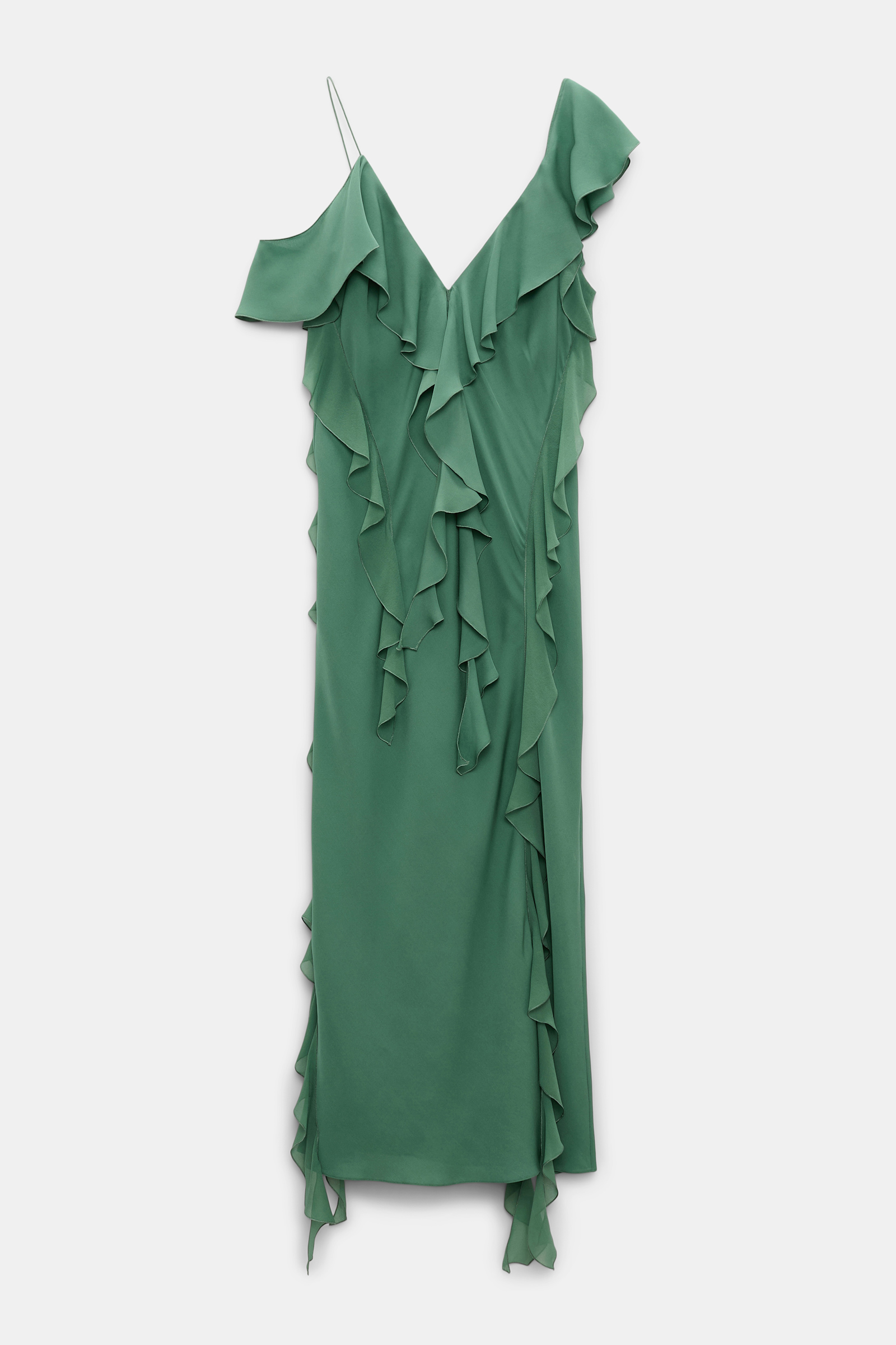 Dorothee Schumacher Slip-Dress mit Volants jade