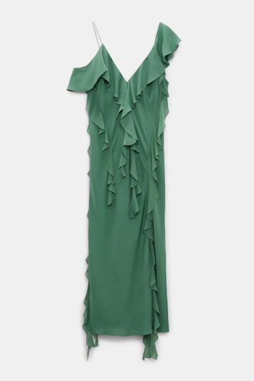 Dorothee Schumacher Silk georgette dress with ruffles jade