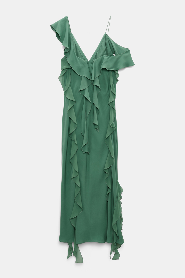 Dorothee Schumacher Slip-Dress mit Volants jade