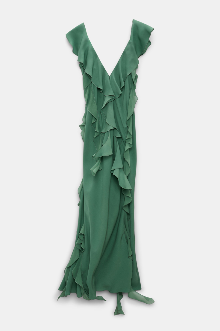 Dorothee Schumacher Slip-Dress mit Volants jade