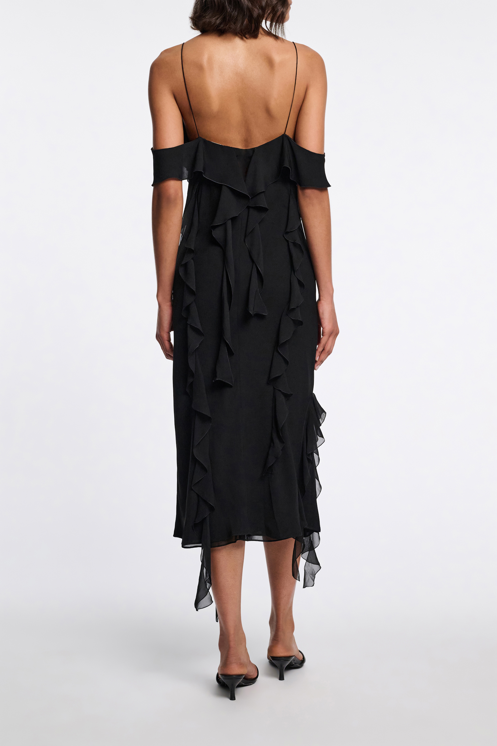 Dorothee Schumacher Slip-Dress mit Volants pure black