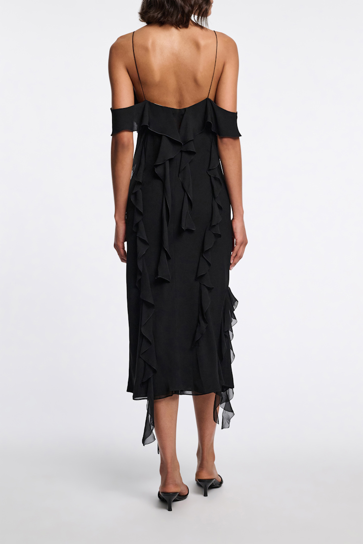 Dorothee Schumacher Slip-Dress mit Volants pure black