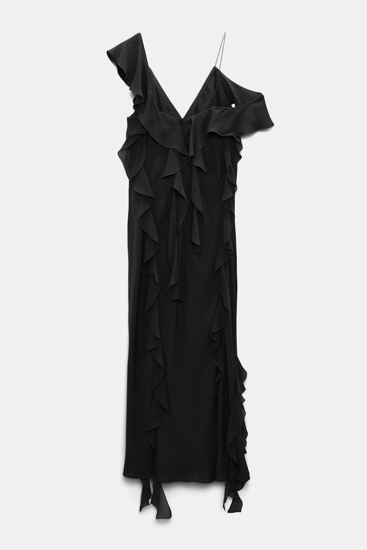 Dorothee Schumacher Slip-Dress mit Volants pure black