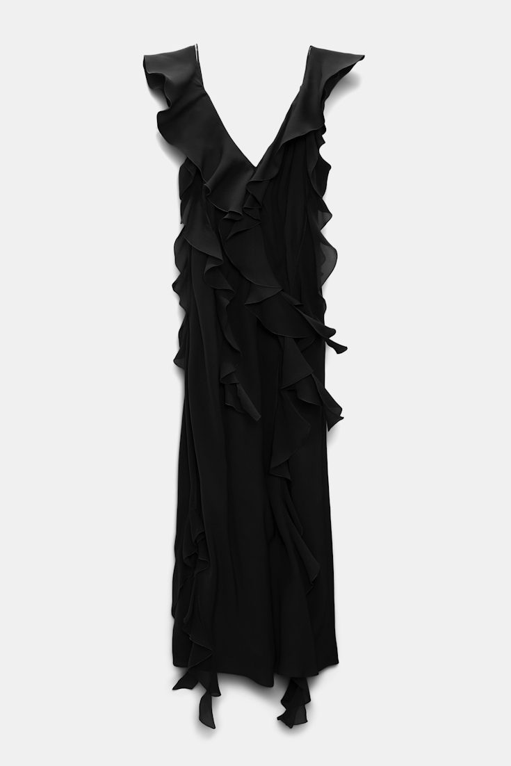 Dorothee Schumacher Slip-Dress mit Volants pure black