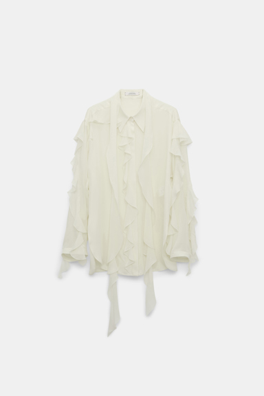Dorothee Schumacher Silk georgette ruffle blouse shadow white