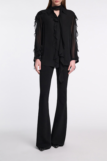 Dorothee Schumacher Silk georgette ruffle blouse pure black