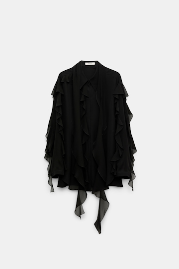 Dorothee Schumacher Silk georgette ruffle blouse pure black