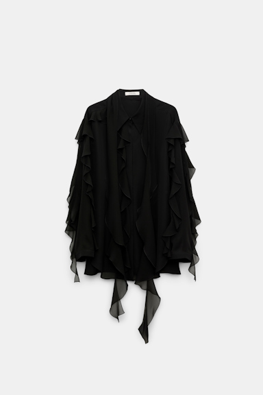 Dorothee Schumacher Silk georgette ruffle blouse pure black