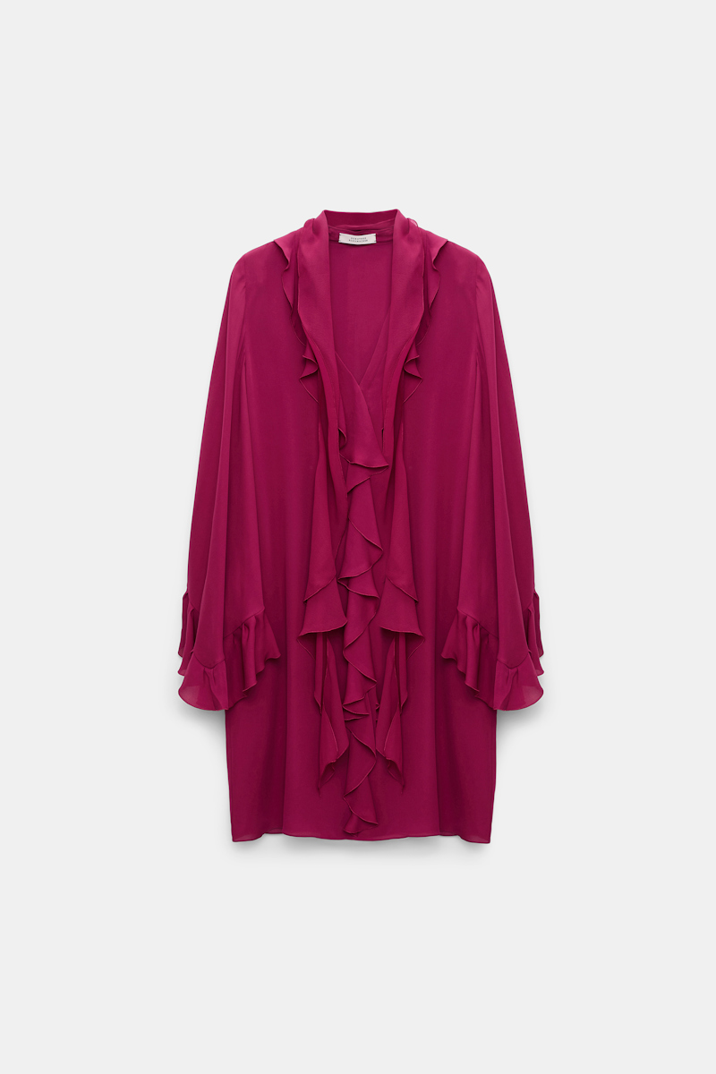 DOROTHEE SCHUMACHER SILK GEORGETTE RUFFLE MINI DRESS 