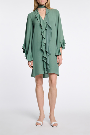 Dorothee Schumacher Silk georgette ruffle mini dress jade