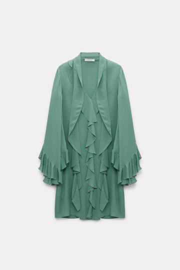 Dorothee Schumacher Silk georgette ruffle mini dress jade