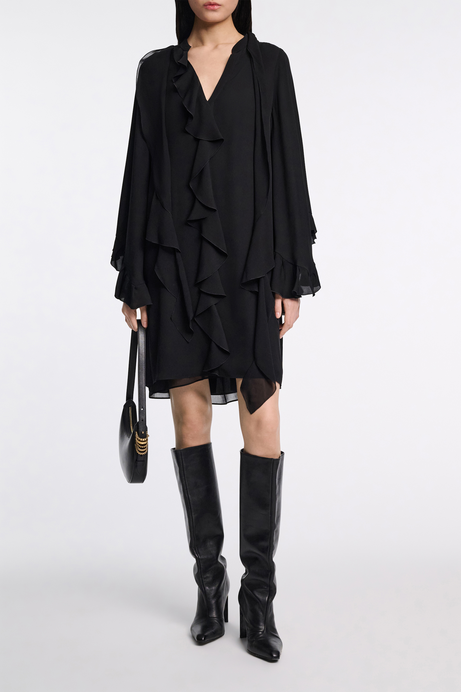 Dorothee Schumacher Kurzes Kleid mit Volant-Details pure black