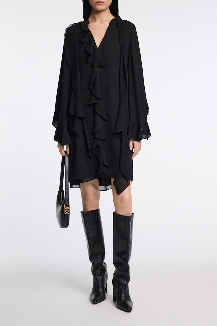 Dorothee Schumacher Kurzes Kleid mit Volant-Details pure black