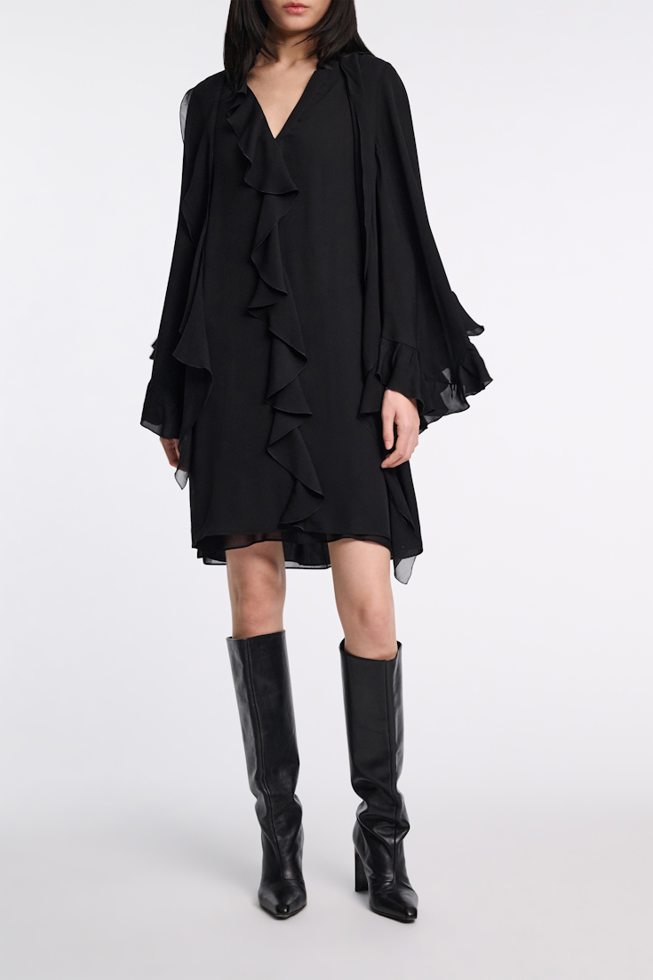 Dorothee Schumacher Kurzes Kleid mit Volant-Details pure black