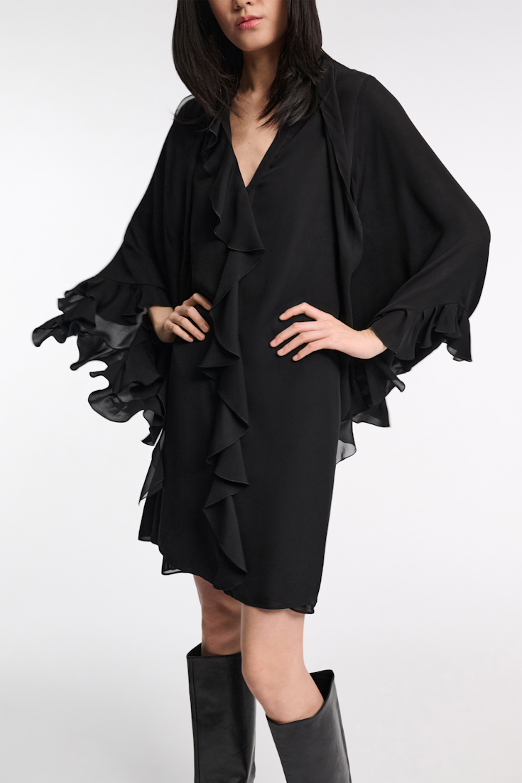 Dorothee Schumacher Kurzes Kleid mit Volant-Details pure black