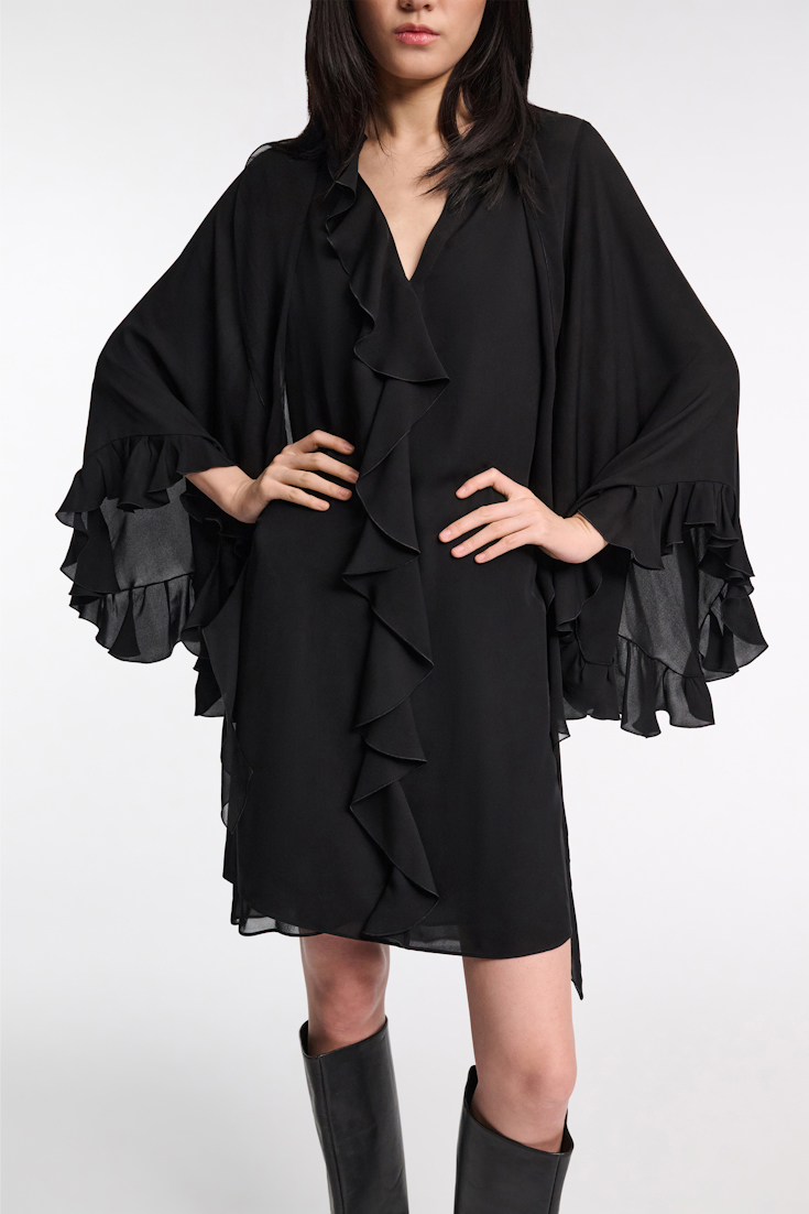 Dorothee Schumacher Kurzes Kleid mit Volant-Details pure black