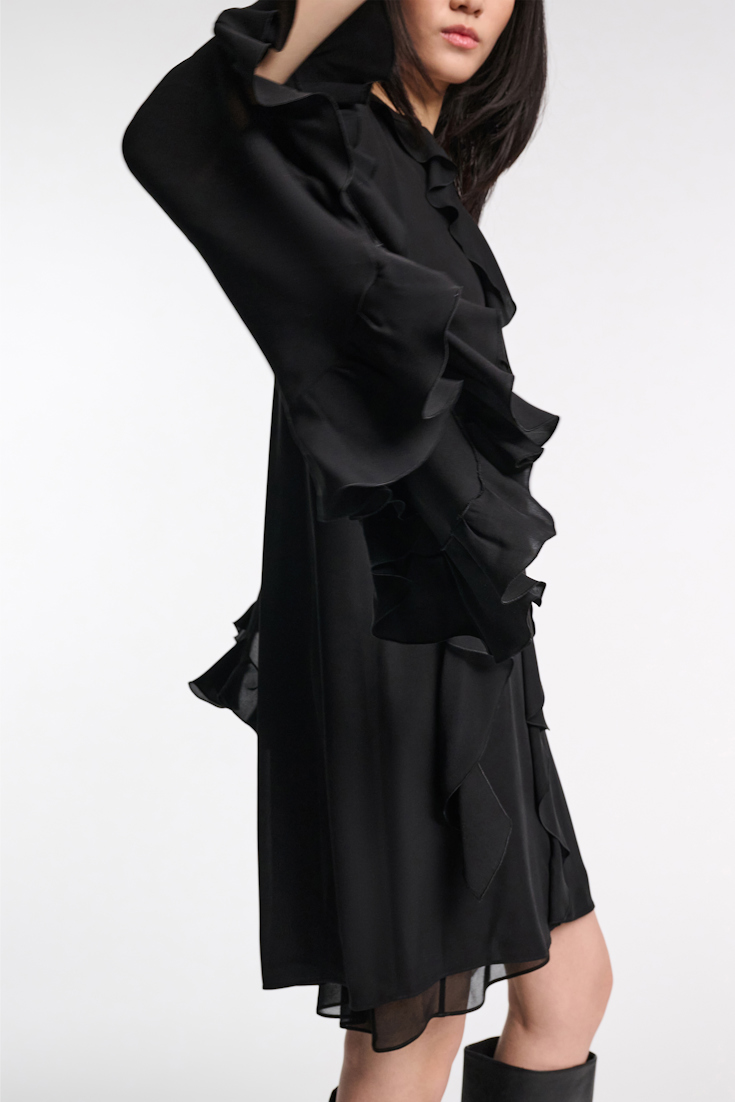 Dorothee Schumacher Kurzes Kleid mit Volant-Details pure black