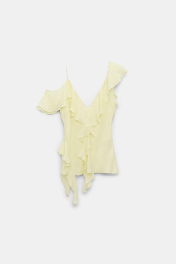 Dorothee Schumacher Silk georgette top with ruffles light lemon