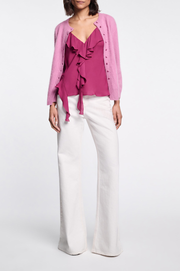Dorothee Schumacher Silk georgette top with ruffles berry