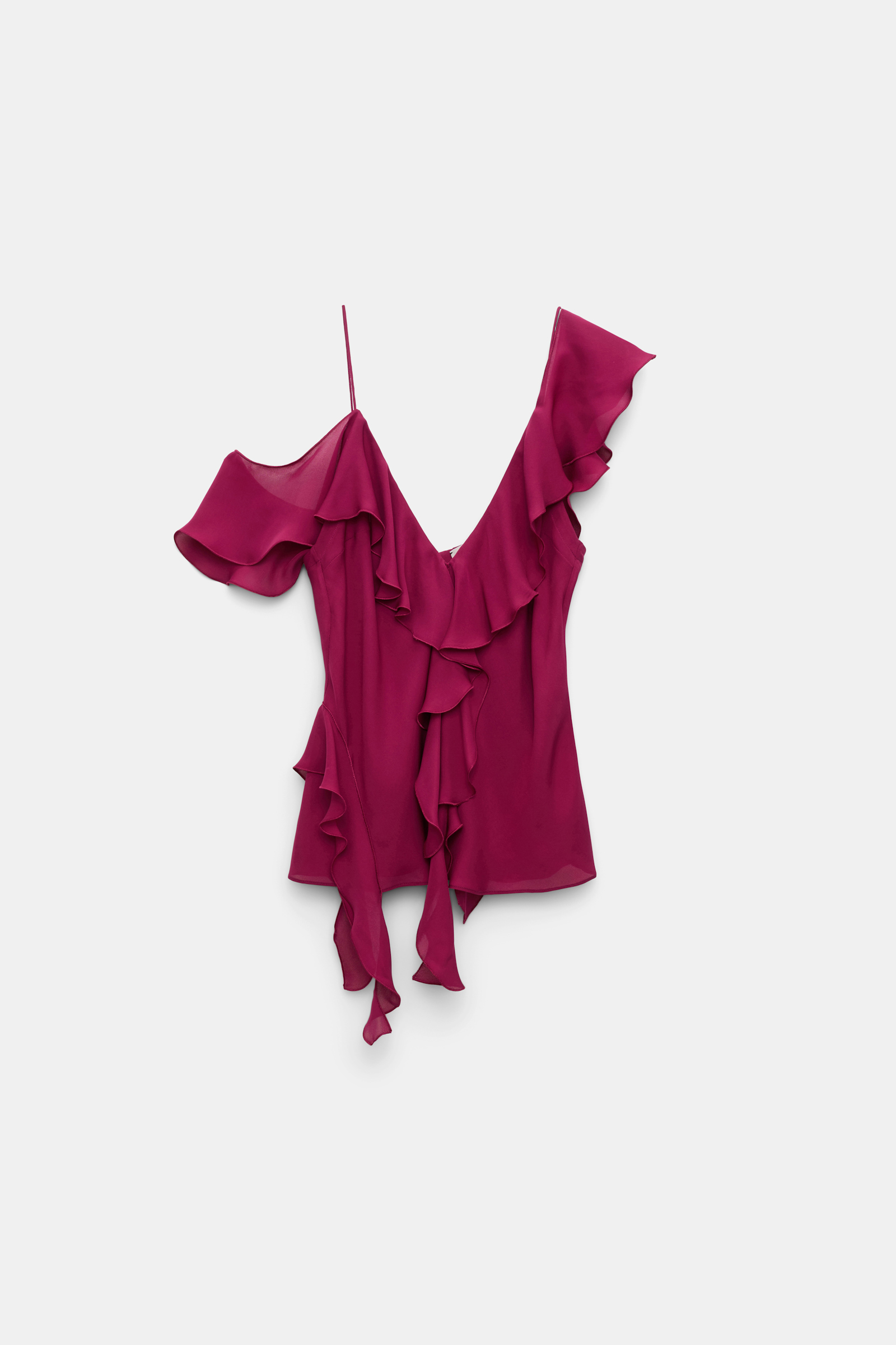 Dorothee Schumacher Silk georgette top with ruffles berry