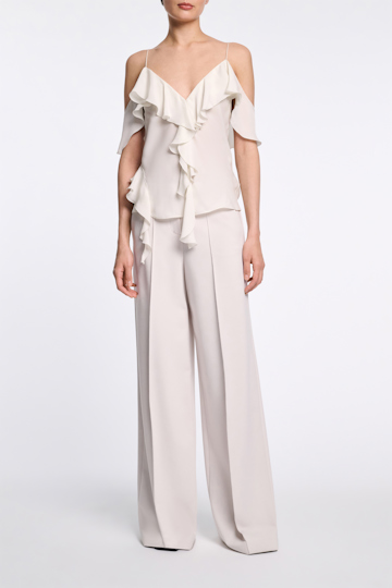 Dorothee Schumacher Silk georgette top with ruffles shadow white