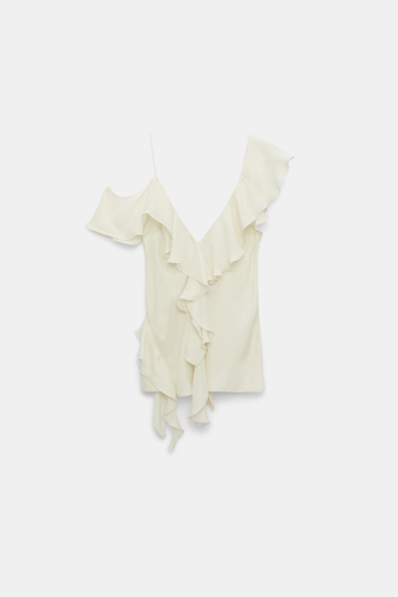 Dorothee Schumacher Silk georgette top with ruffles shadow white