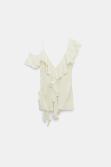 Dorothee Schumacher Silk georgette top with ruffles shadow white