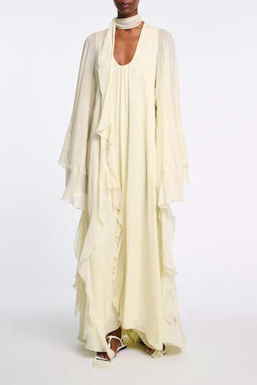 Dorothee Schumacher Silk georgette festival maxi dress light lemon