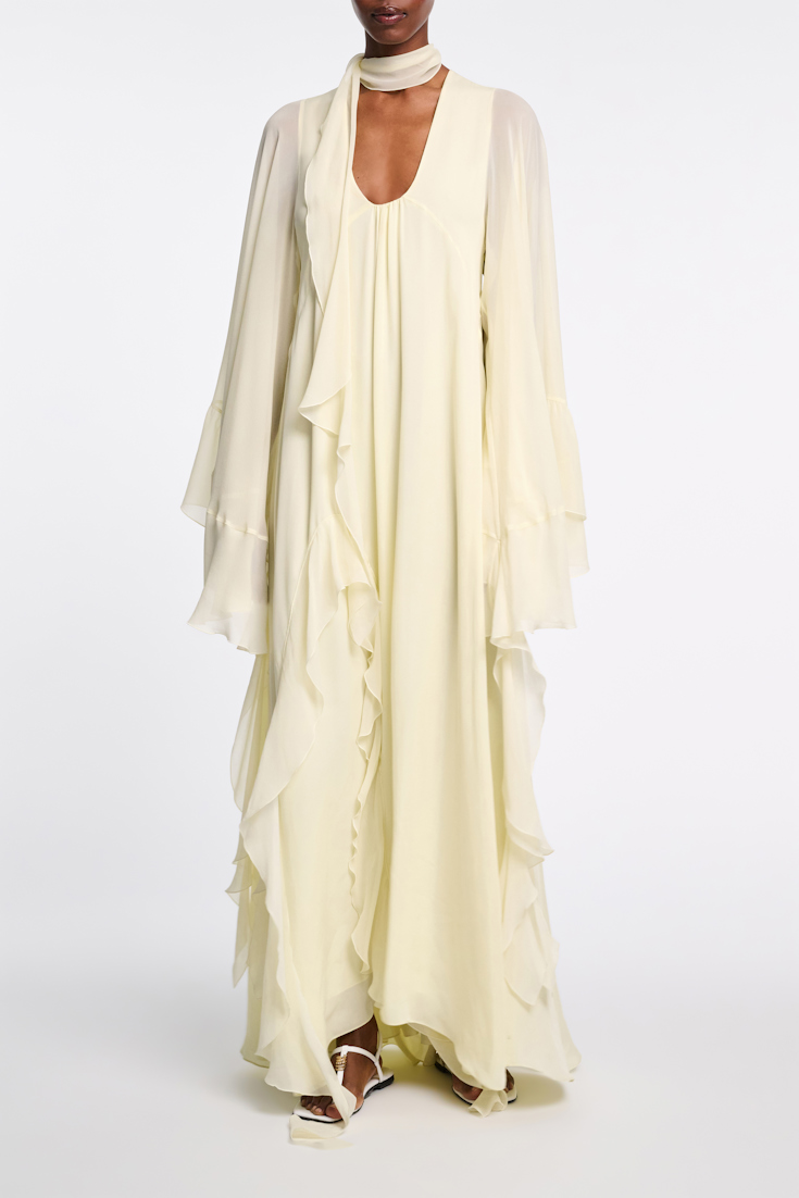Dorothee Schumacher Maxikleid mit tiefem Rückenausschnitt light lemon