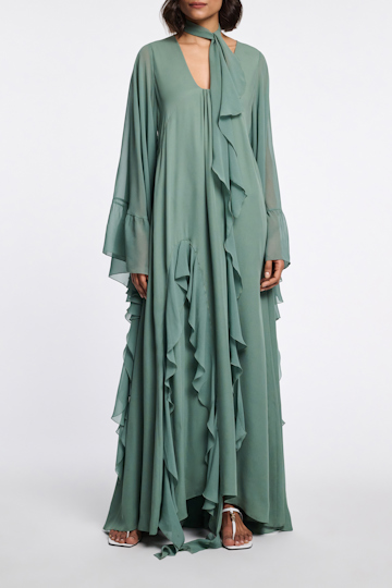 Dorothee Schumacher Silk georgette festival maxi dress jade