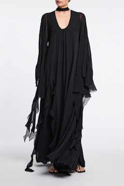 Dorothee Schumacher Silk georgette festival maxi dress pure black